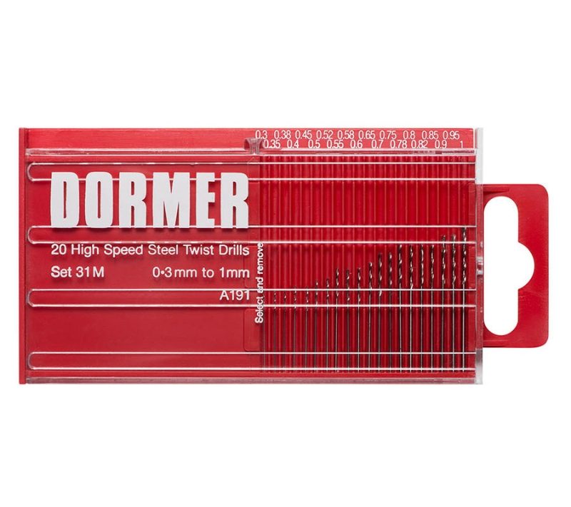 Dormer A19131M 20pc HSS Micro Jobber Drill Set 0.3-1.0mm