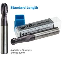 2 Flute Carbide Ball Nose End Mill - Standard Length - TiAlN Coated